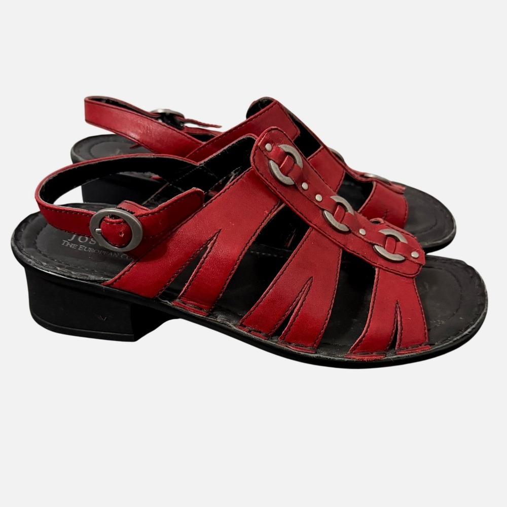 Josef Seibel Red Leather Strappy Gladiator Comfort Sandals 38 US 7.5-8